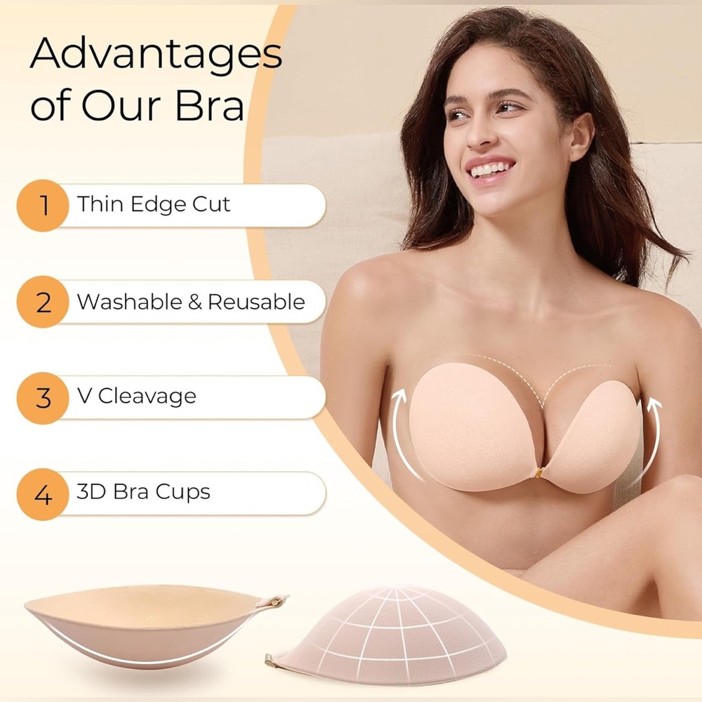 Sticky Push Up Bra Strapless Adhesive Invisible Bra for Women, Stick-On Support - Picture 5 of 8